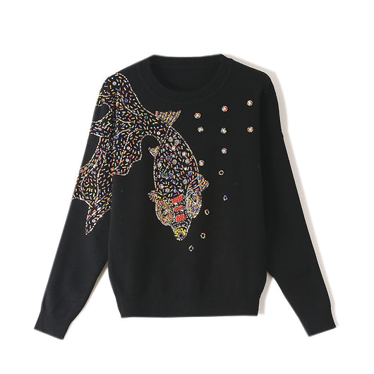Suéter Tejido a Mano con Bordado de Diamantes - Blusa Dorada para Mujer - Image 9