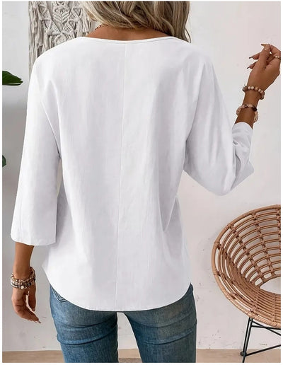 Blusa Casual de Cuello Redondo Diseño Elegante y Minimalista para Mujer - Image 29