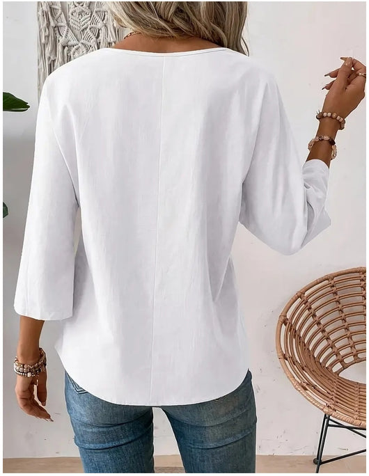 Blusa Casual de Cuello Redondo Diseño Elegante y Minimalista para Mujer - Image 29