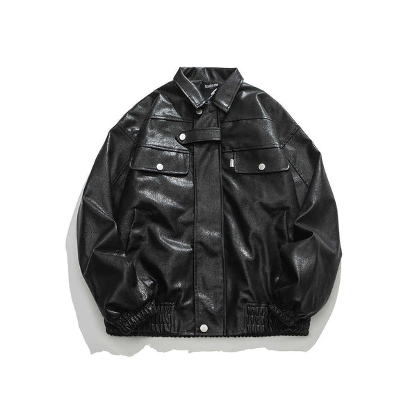 Chaqueta de Cuero Vintage para Motocicleta con Bolsillos - Image 6