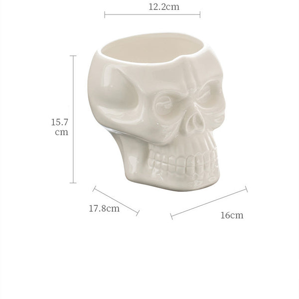 Maceta de Cerámica Calavera con Diseño Cartoon