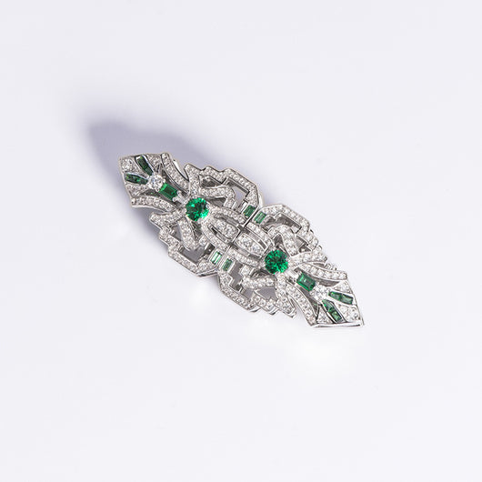 Broche de Espinela Verde Retro de Alta Joyería - Image 6