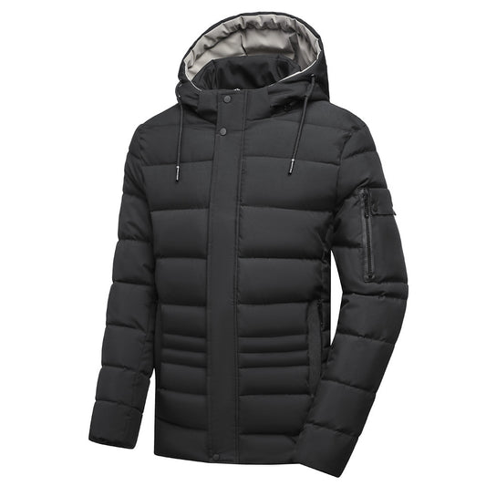 Abrigo de Algodón para Hombre con Forro Polar y Capucha Desmontable