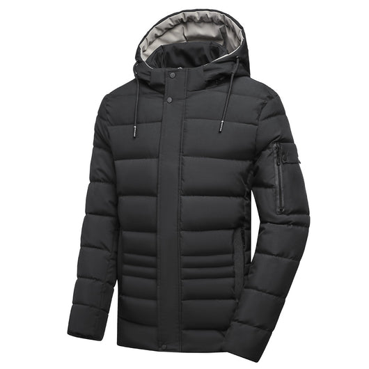 Abrigo de Algodón para Hombre con Forro Polar y Capucha Desmontable
