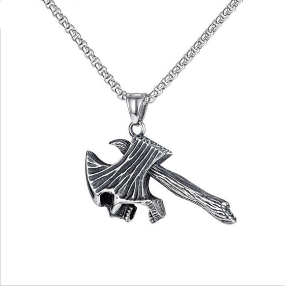 Anillo de Acero Inoxidable Calavera Tomahawk Retro para Hombre