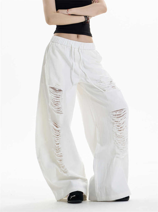 Pantalones Anchos Rotos para Mujer - Diseño Casual Desenfadado - Image 6