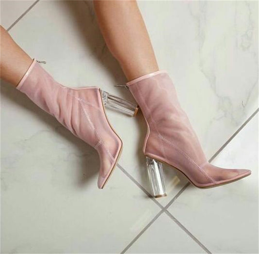 Sandalias de Tacón Grueso Transparentes con Punta Afilada para Mujer - Image 2