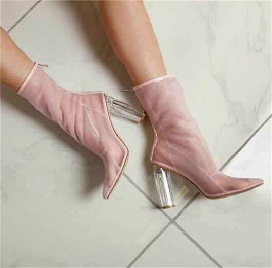 Sandalias de Tacón Grueso Transparentes con Punta Afilada para Mujer - Image 2