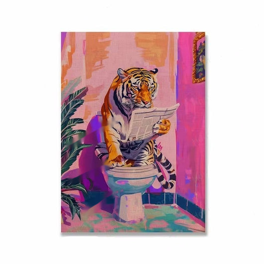 Póster Divertido de Tigre en el Baño - Decoración de Pared Original - Image 5