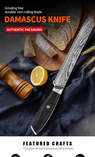 Cuchillo para Pan Damasco - Hoja Profesional de Corte Perfecto - Image 17
