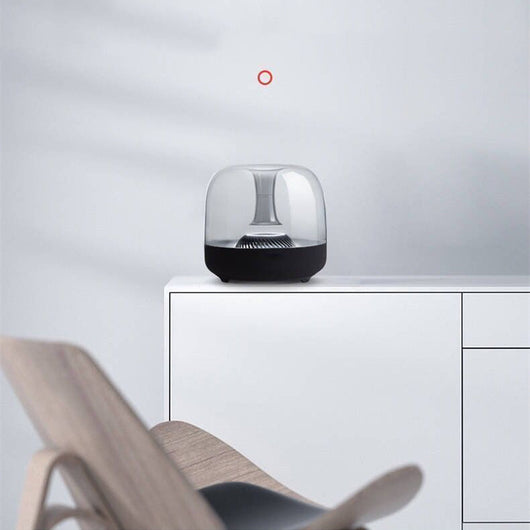 Parlante Bluetooth Minimalista de Cristal Azul con Bajos Potentes - Image 11