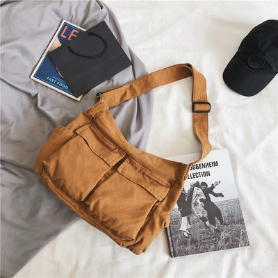 Bolsa Mensajera Canvas Unisex de Gran Capacidad con Múltiples Compartimentos - Image 12