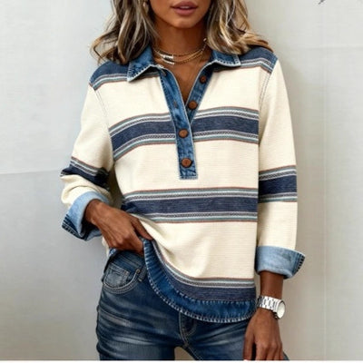 Suéter de Punto Cable Preppy con Distintivo para Mujer - Estilo Coreano a Rayas - Image 4