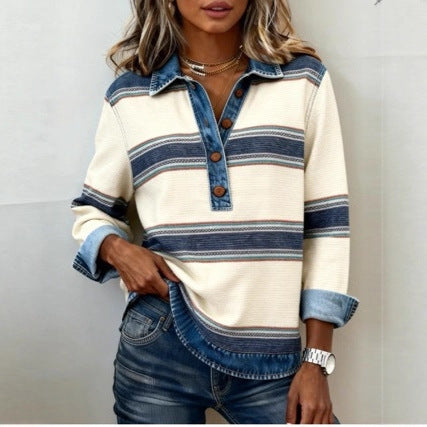 Suéter de Punto Cable Preppy con Distintivo para Mujer - Estilo Coreano a Rayas - Image 4
