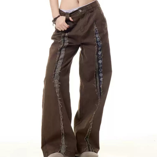 Jeans Vintage con Costuras Deshilachadas y Múltiples Bolsillos para Mujer - Image 10