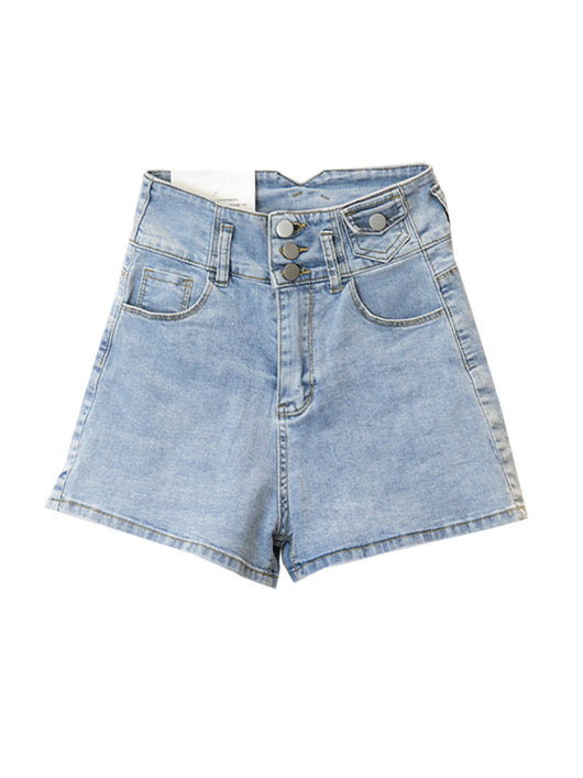 Shorts Jeans Cintura Alta Elásticos Skinny - Image 7