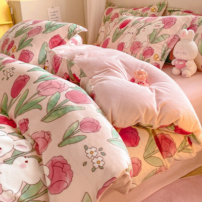Juego de Cama Invierno Franela Coral 4 Piezas - Funda Nórdica y Sábanas Gruesas - Image 35