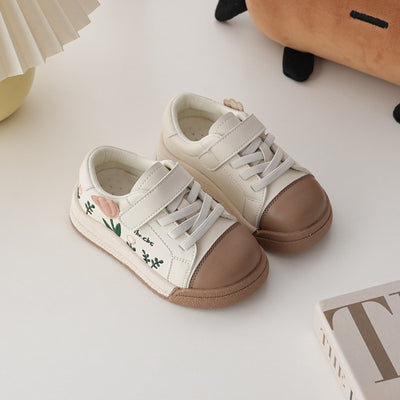 Tenis para Niñas con Flores Bordadas - Estilo Retro Vintage Cómodo