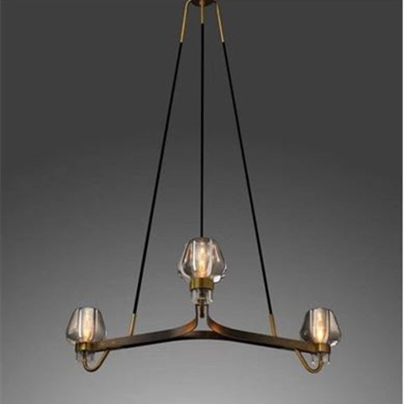 Lámpara Colgante de Cobre y Cristal - Diseño Moderno y Elegante