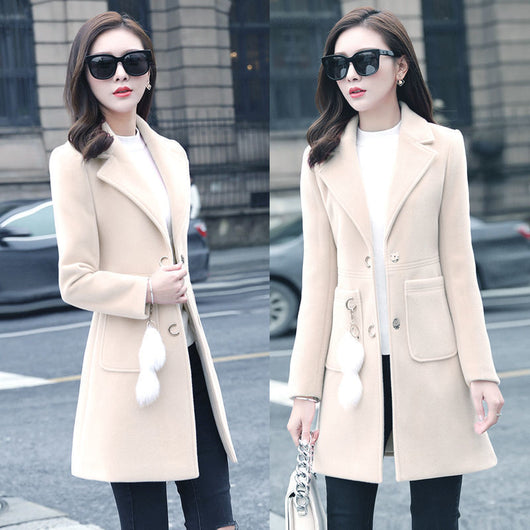 Abrigo de Lana Midi Estilo Coreano para Mujer - Image 6