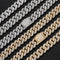 Cadena Cubana de Oro con Diamantes de Circón Doble Fila 15mm