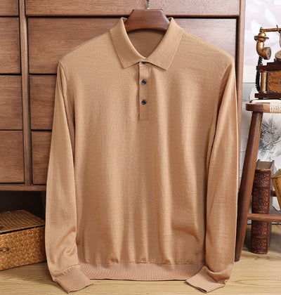 Polo de Lana Fina Merino para Hombre - Camisa de Manga Larga Elegante - Image 22