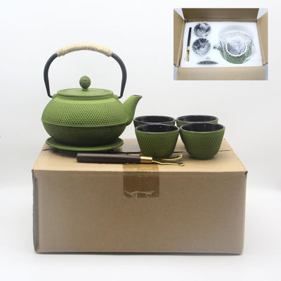 Tetera de Hierro Fundido 800ml con Esmalte Antioxidante y Tazas