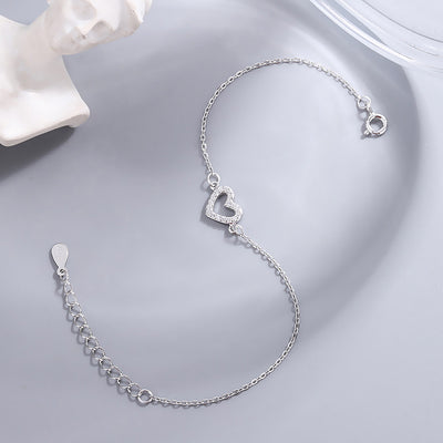 Pulsera Tobillera de Plata Esterlina 925 con Diamante Love - Image 4