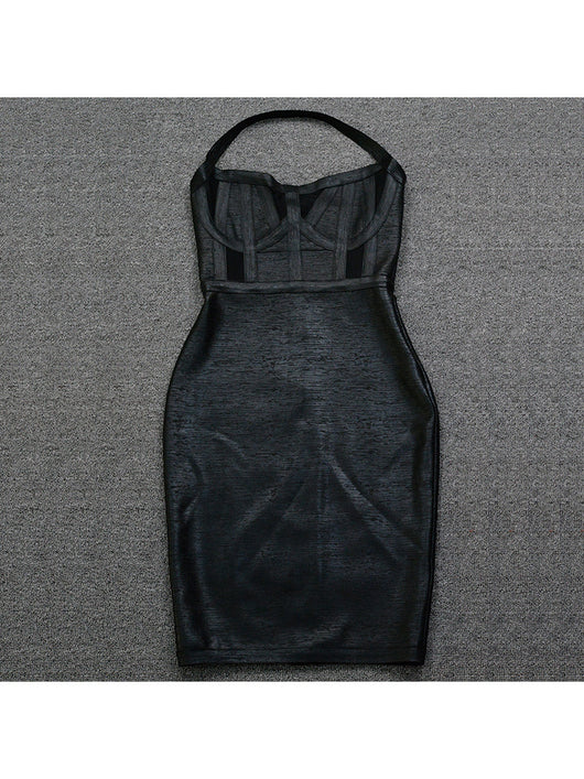 Vestido Bandage Ajustado Negro con Halter - Image 14