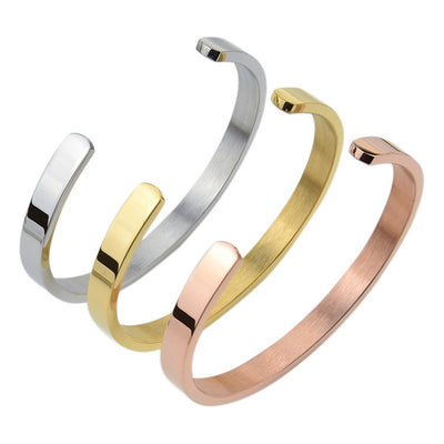 Pulsera de Acero Inoxidable Grabada con Láser - Brazalete Elegante en Forma C - Image 19
