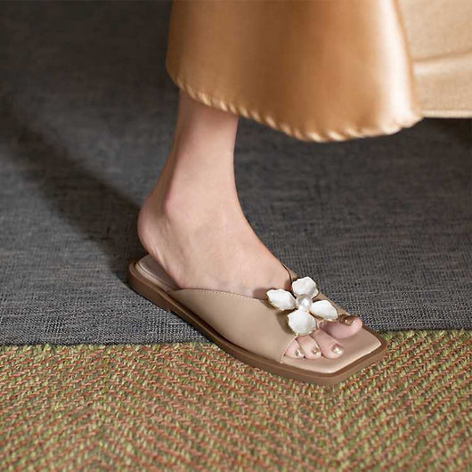 Sandalias Planas con Punta Cuadrada y Plataforma de Flores 3D - Image 7