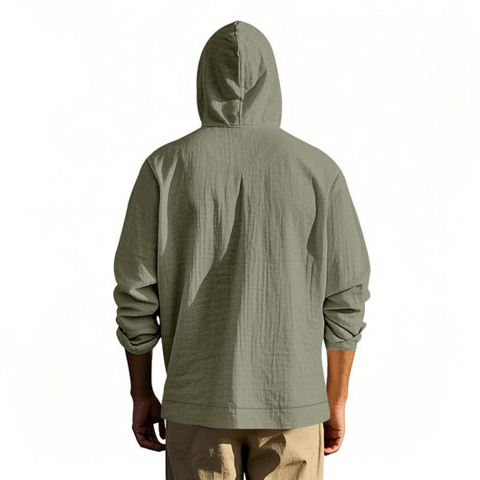 Camisa de Lino Holgada para Hombre - Minimalista de Manga Larga - Image 40