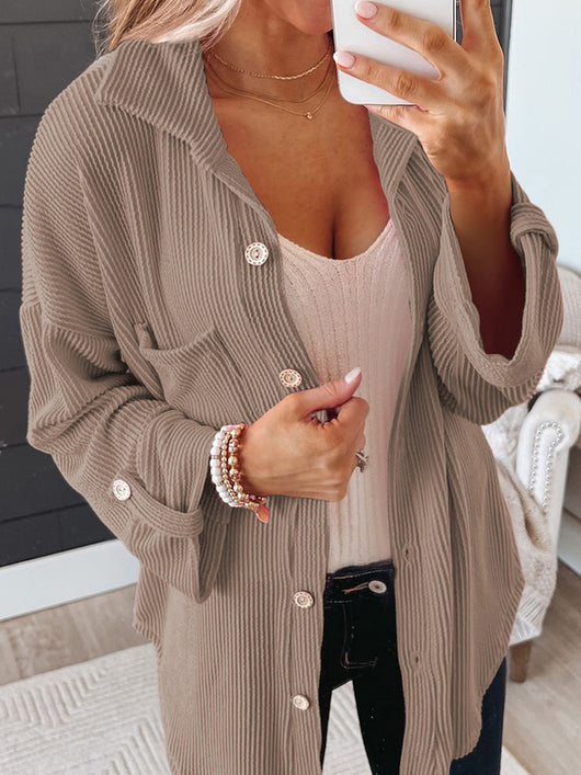 Blusa Tejida Suelta de Manga Larga en Color Sólido - Comodidad y Estilo - Image 13