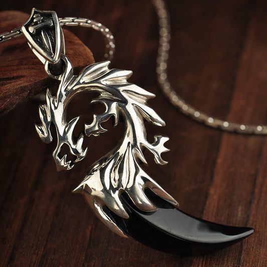 Colgante de Ágata Negra en Plata 925 - Estilo Poder Personalizado para Hombre