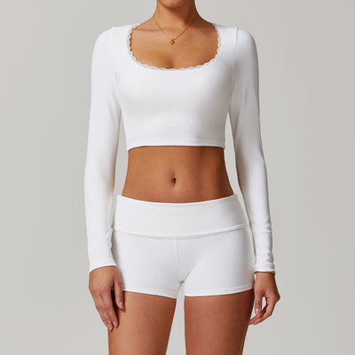 Playera Deportiva Ajustada de Manga Larga - Ropa Yoga Transpirable y Secado Rápido - Image 4