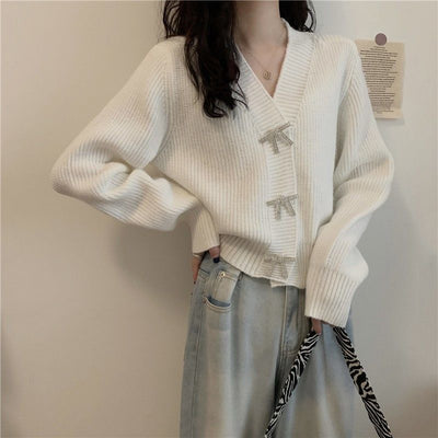 Cardigan Suelto de Punto con Cuello V - Estilo Relajado para Mujer - Image 10