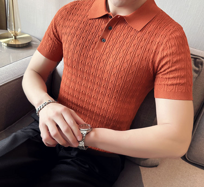 Camiseta Ejecutiva Jacquard de Manga Corta para Hombre - Image 3