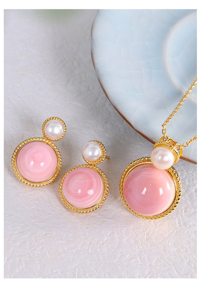 Aretes de Plata S925 con Concha Rosa y Diseño Geométrico Minimalista - Image 12