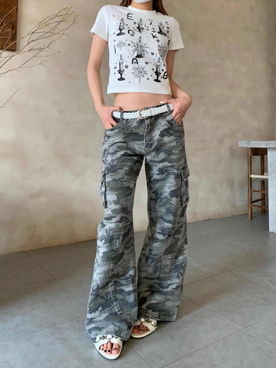 Overol Denim Camuflado con Bolsillos 3D y Cierre - Image 9