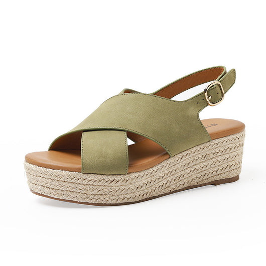 Sandalias Cuña Plataforma con Tiras Cruzadas y Suela de Cuerda - Image 3
