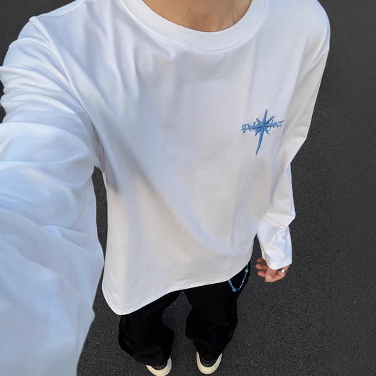 Playera Manga Larga Premium con Letras Bordadas para Hombre - Image 3