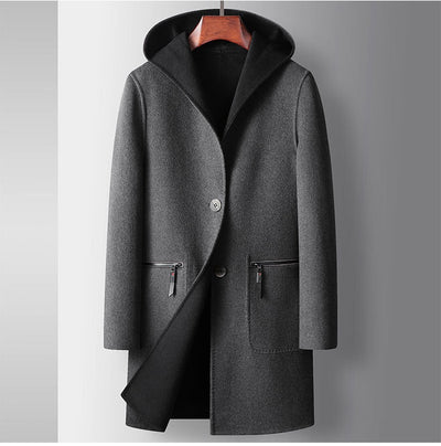 Abrigo de Lana Reversible para Hombre con Capucha - Image 13