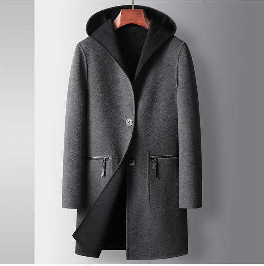 Abrigo de Lana Reversible para Hombre con Capucha - Image 13