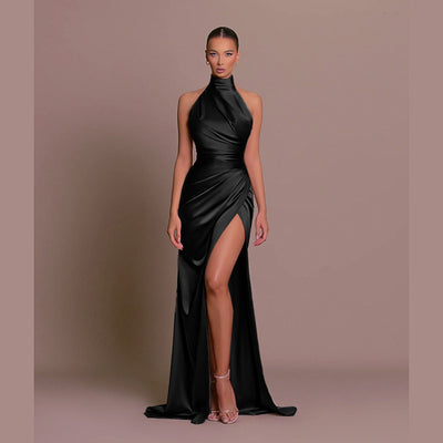 Vestido Largo Elegante Cuello Alto sin Mangas con Abertura Lateral - Image 6
