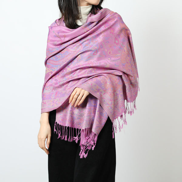 Bufanda Étnica Jacquard con Borlas de Cachemira