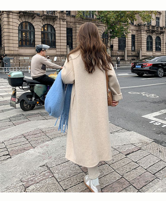 Abrigo de Lana Hepburn Coreano Suelto Midi para Otoño e Invierno - Image 12