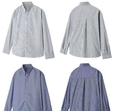 Camisa Vintage Americana Rayada Suelta y Versátil para Hombre - Image 7