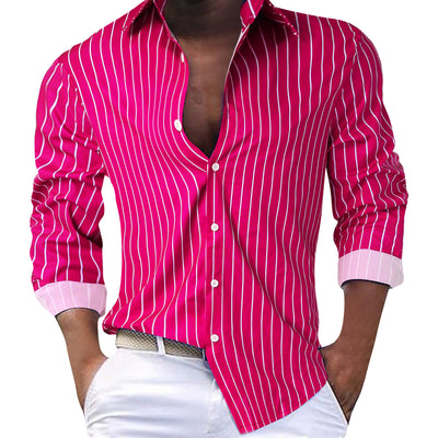 Cardigan Rayado Hombre Otoño Invierno - Camisa Manga Larga Estilo Europeo - Image 5