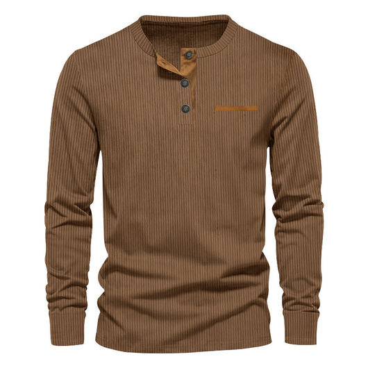 Henley de Pana para Hombre - Ajuste Slim, Manga Larga, Diseño Minimalista - Image 5