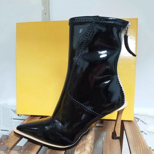 Botines de Charol Punta Aguda Tacón Stiletto para Mujer - Image 15